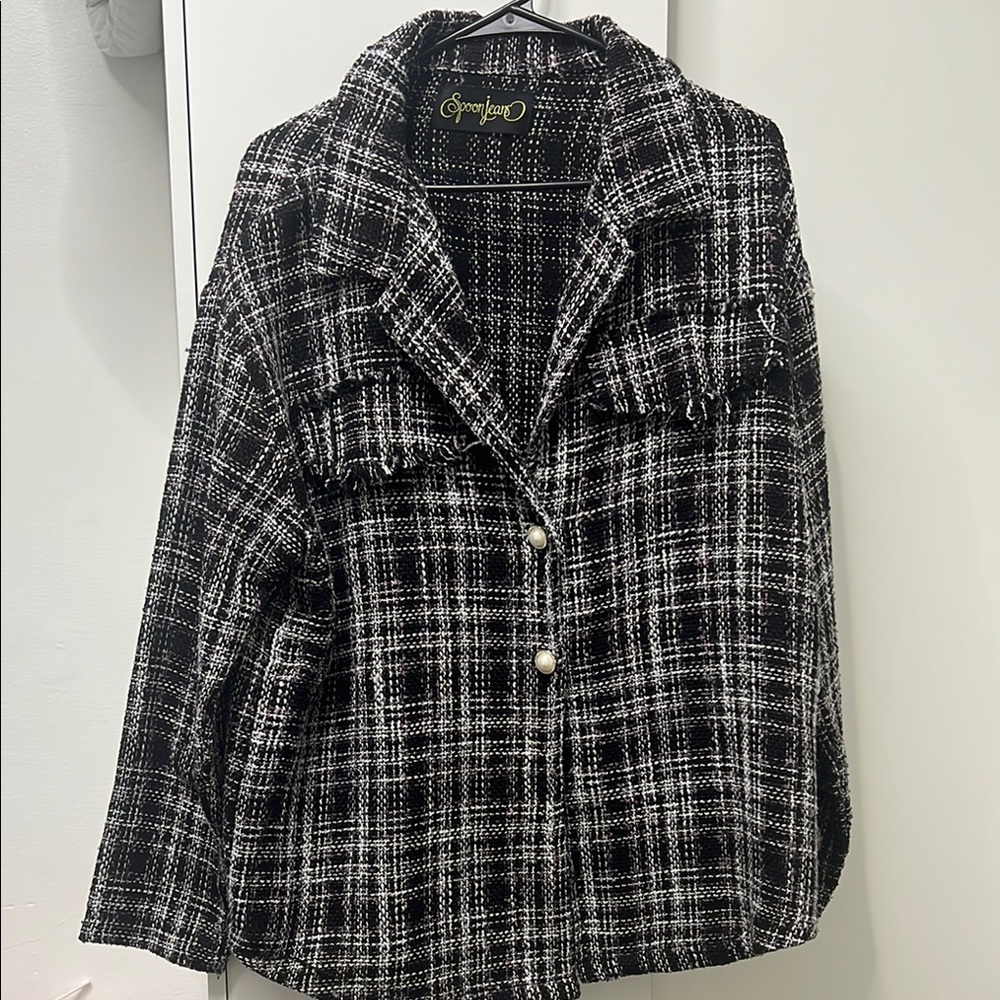Symphony Black and White Plaid Women's Jacket worn once